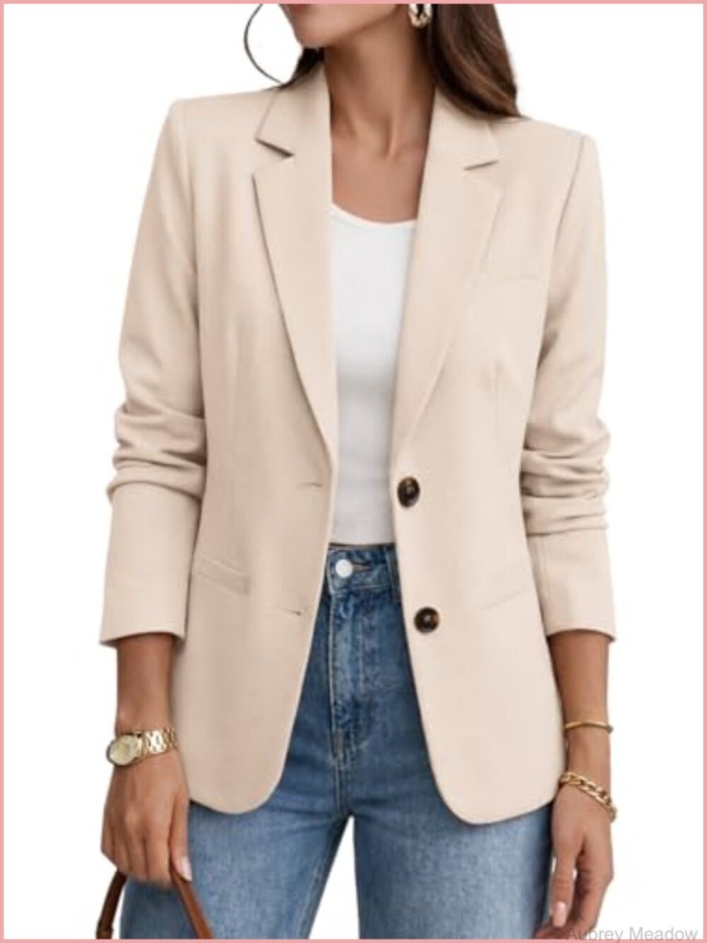Women's Business Casual Blazer Long Sleeve Office Suit Jacket Slim Fit